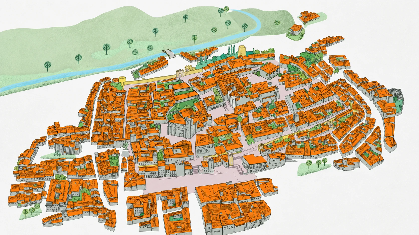 Mapa de cercanía: distancias a pie desde MAJMA a los puntos de interés de Cáceres